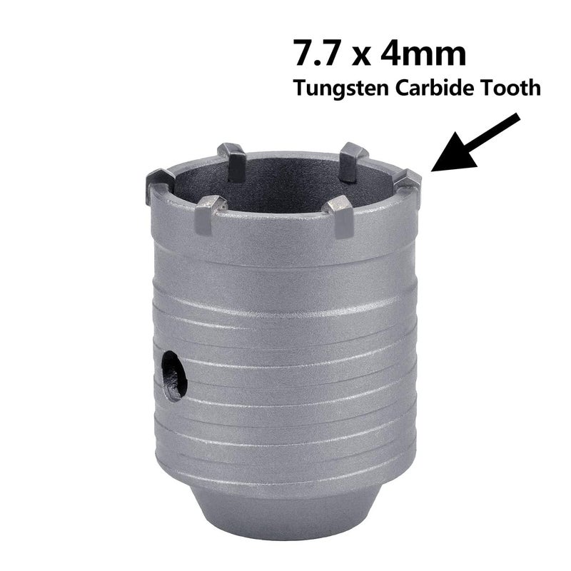 GUICGOC 2.5 inch / 65mm Concrete Hole Saw with SDS Plus Shank Connecting Rod, Tungsten Carbide Teeth (7.7mm x 4mm) Cement Hole Saw for Concrete Cement Brick Wall Stone 65mm / 2.5 inch - Image 3